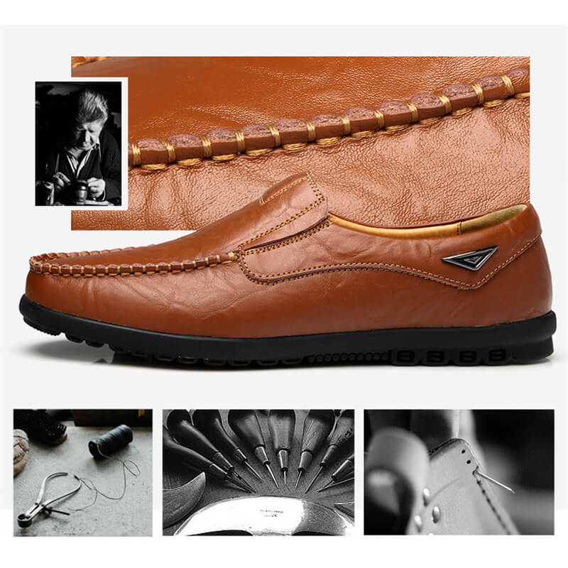Herren Echtes Leder Männer Casual Mokassins Atmungs Slip auf Driving Schuhe Loafer
