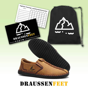 Herren Micfofiber Leder tragbare weiche Sohle Slip-on Hand Nähen flache Schuhe