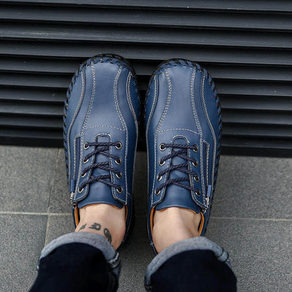 Herren Männer Große Männer Hand Nähen Seite Reißverschluss Lässige Lederschuhe