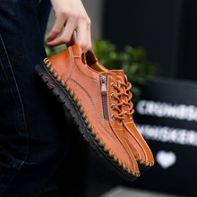 Lade das Bild in den Galerie-Viewer, Herren Männer Große Männer Hand Nähen Seite Reißverschluss Lässige Lederschuhe
