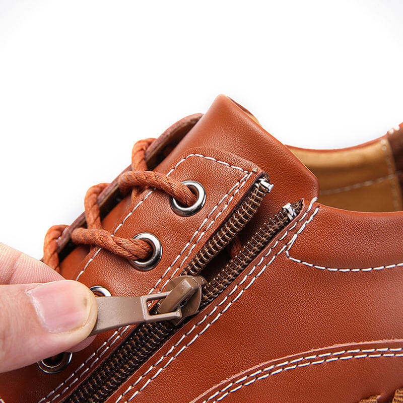 Herren Männer Große Männer Hand Nähen Seite Reißverschluss Lässige Lederschuhe