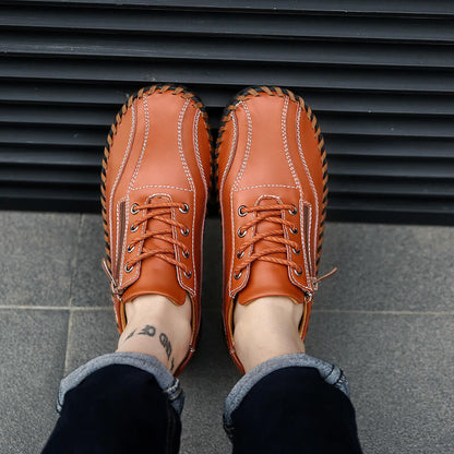 Herren Männer Große Männer Hand Nähen Seite Reißverschluss Lässige Lederschuhe