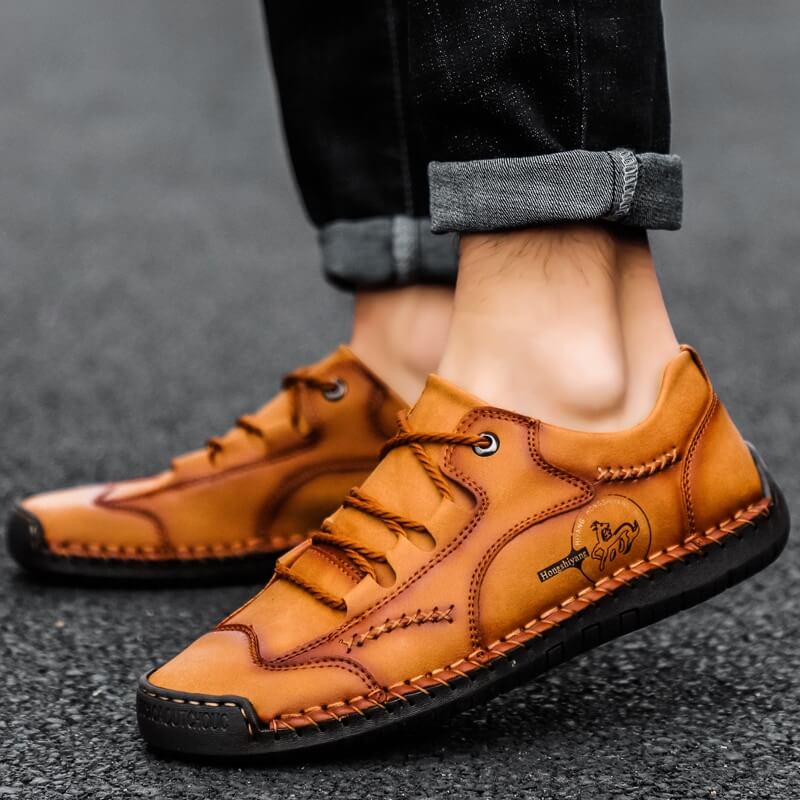 Herren Hand nähen weiche Schnürung Mikrofaser Lederschuhe