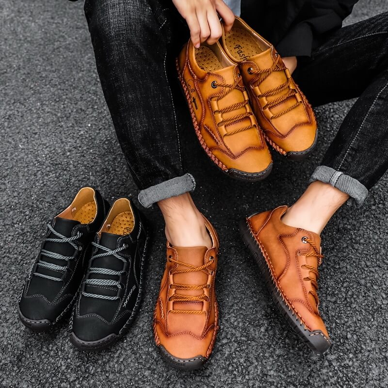 Herren Hand nähen weiche Schnürung Mikrofaser Lederschuhe