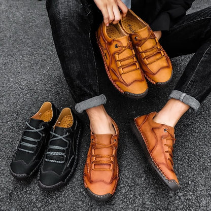 Herren Hand nähen weiche Schnürung Mikrofaser Lederschuhe
