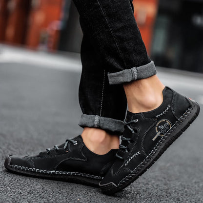 Herren Hand nähen weiche Schnürung Mikrofaser Lederschuhe