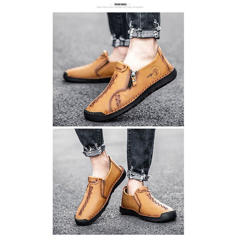 Männer lässig seitlicher Reißverschluss Hart tragen bequeme Handnähschuhe