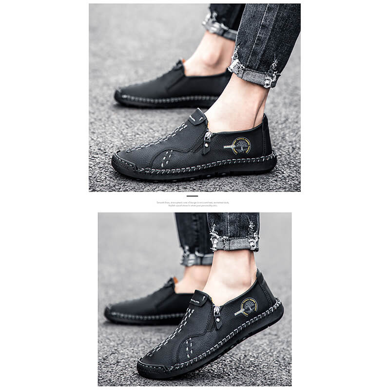 Männer lässig seitlicher Reißverschluss Hart tragen bequeme Handnähschuhe