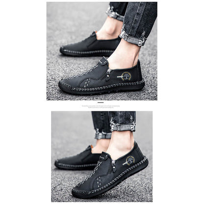 Männer lässig seitlicher Reißverschluss Hart tragen bequeme Handnähschuhe