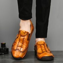 Lade das Bild in den Galerie-Viewer, Herren Side Zipper Comfy Hand Stitching Microfaser Leder Freizeitschuhe
