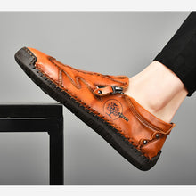 Lade das Bild in den Galerie-Viewer, Herren Side Zipper Comfy Hand Stitching Microfaser Leder Freizeitschuhe
