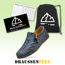 Lade das Bild in den Galerie-Viewer, draussenfeet handgefertigte lederschuhe 31402 blau
