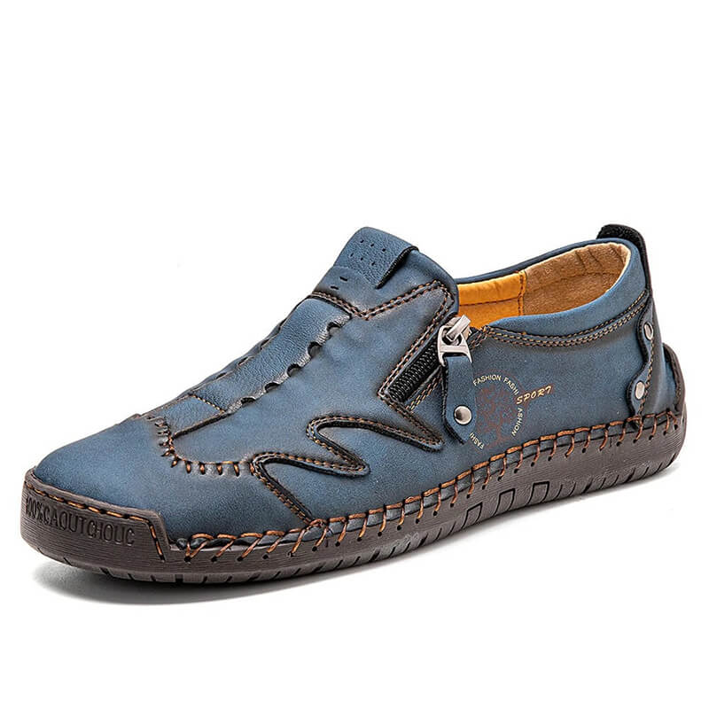 Men's microfiber leather side zipper soft sole hand -sewn shoes leisure shoes