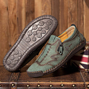 Men's microfiber leather side zipper soft sole hand -sewn shoes leisure shoes