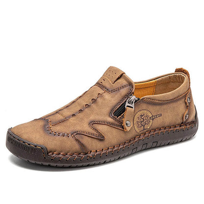 Herren Mikrofaser Leder Seitlicher Reißverschluss Weiche Sohle Handgenähte Schuhe Freizeitschuhe