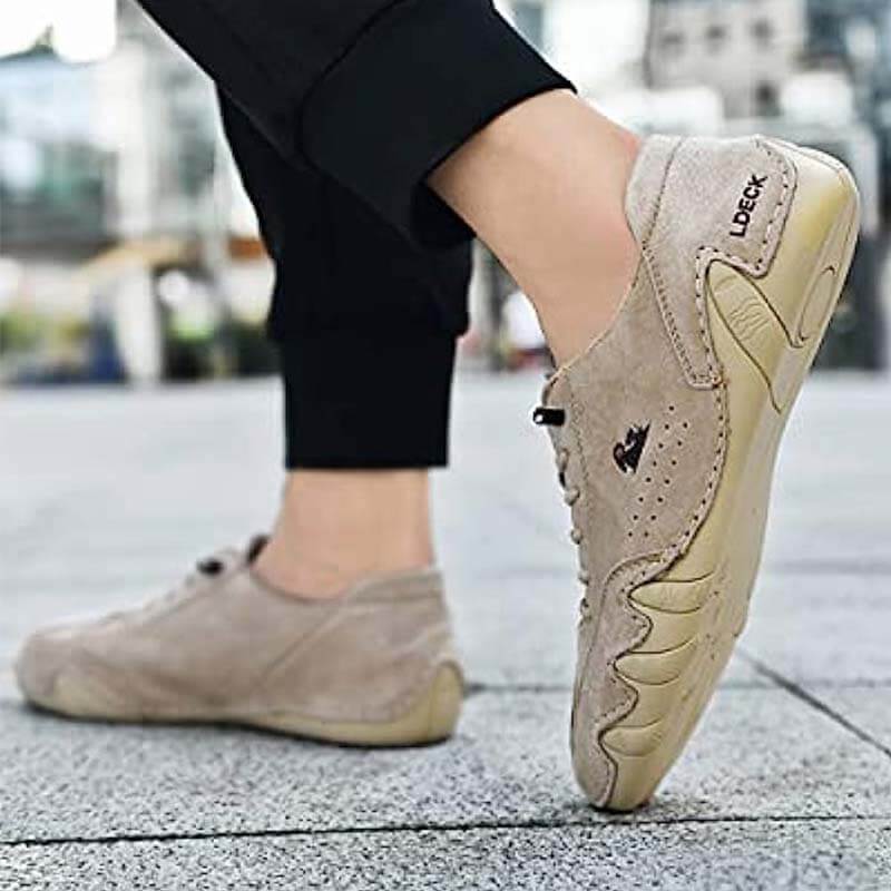 Damen Handgefertigte aus Wildleder mit Klettverschluss, Beck-Schuhe, wasserdichte Leder-Freizeit-Sneaker, rutschfest, atmungsaktiv