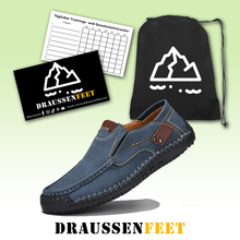 Lade das Bild in den Galerie-Viewer, draussenfeet handgefertigte lederschuhe 31569 blau
