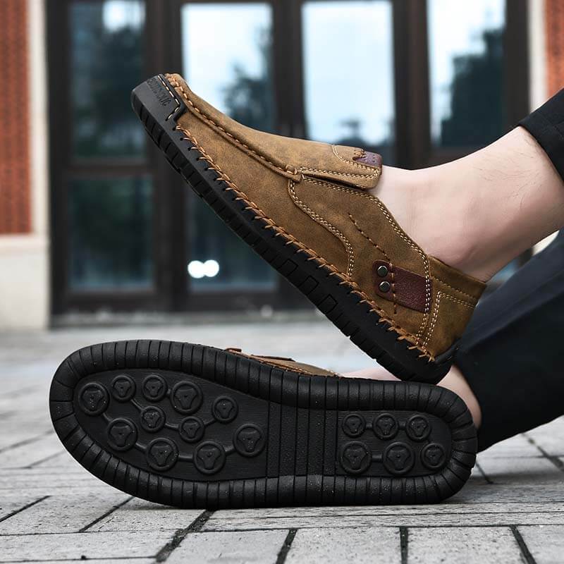 Frühling Herren Casual Outdoor Echtleder Handgefertigte Loafer Schuhe