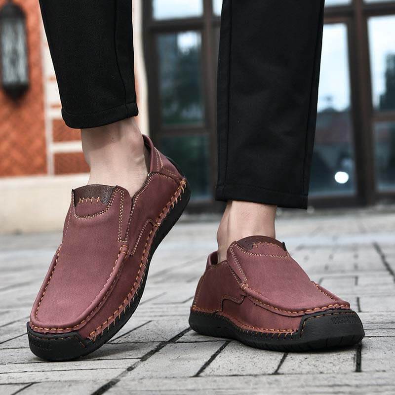 Frühling Herren Casual Outdoor Echtleder Handgefertigte Loafer Schuhe