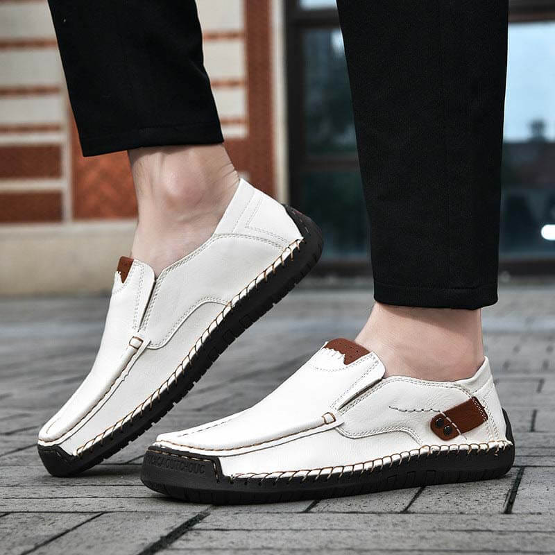 Frühling Herren Casual Outdoor Echtleder Handgefertigte Loafer Schuhe