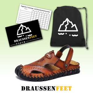 draussenfeet handgefertigte lederschuhe sandalen hausschuhe 131904 rotbraun