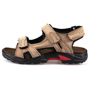 Herren Strandschuhe aus Leder in der ersten Schicht mit offenem Zehenschlupf Sommer handgefertigte Sandalen in großen Größen im Freien