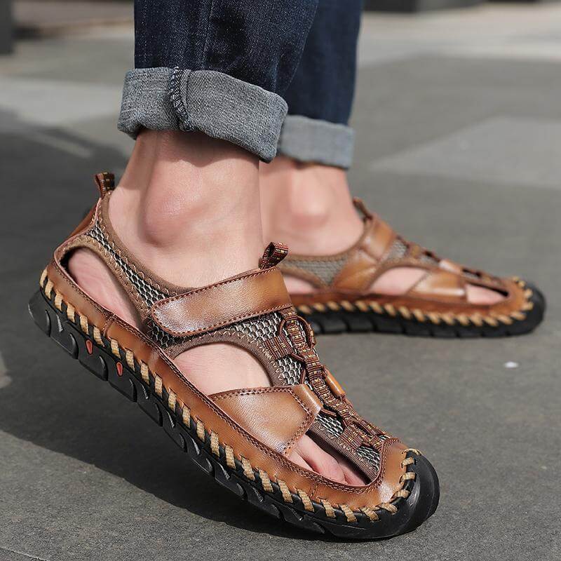 Männer bequeme Sandalen aushöhlen handgemachte Lederschuhe