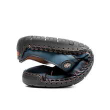 Lade das Bild in den Galerie-Viewer, draussenfeet handgefertigte lederschuhe sandalen hausschuhe 31140 blau
