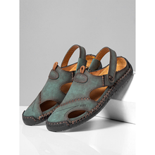 Lade das Bild in den Galerie-Viewer, draussenfeet handgefertigte lederschuhe sandalen hausschuhe 31140 grun
