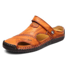 Cargar imagen en el visor de la galería, Sandalias de cuero de verano para hombres zapatillas de playa
