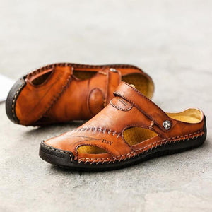 Sandalias de cuero de verano para hombres zapatillas de playa