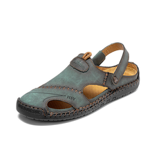 Lade das Bild in den Galerie-Viewer, draussenfeet handgefertigte lederschuhe sandalen hausschuhe 31140 grun
