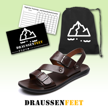 Lade das Bild in den Galerie-Viewer, draussenfeet handgefertigte lederschuhe sandalen hausschuhe 31270 braun
