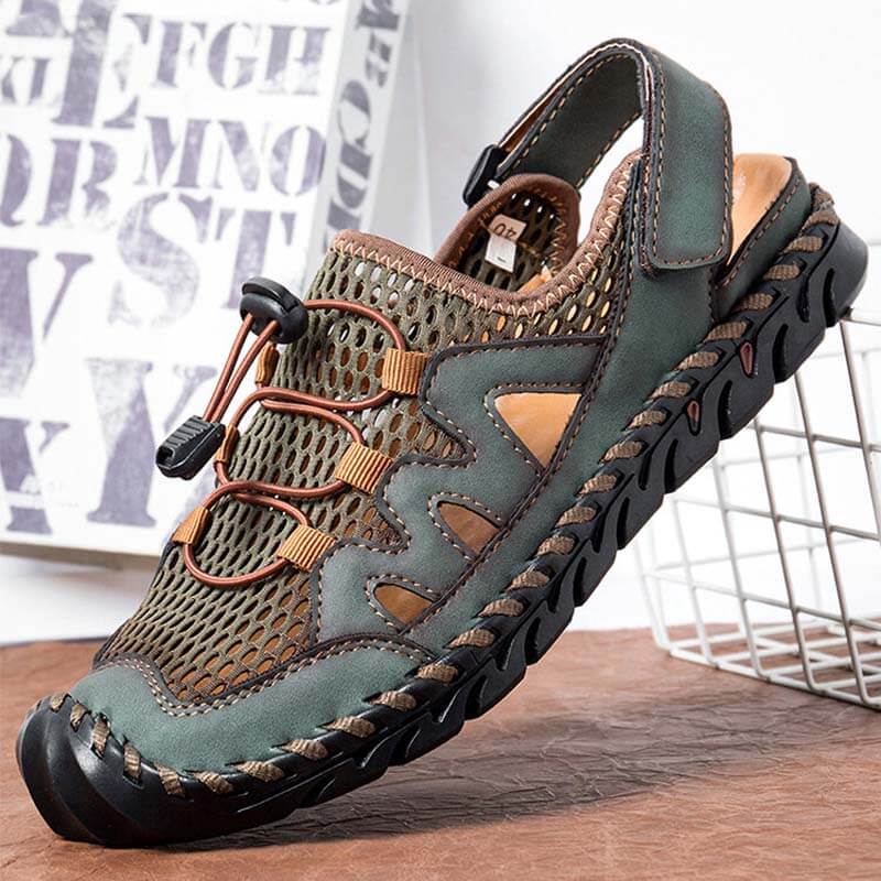 Herren Gummi Toe Cap Leder handgefertigte atmungsaktive Wassersandalen