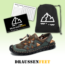 Lade das Bild in den Galerie-Viewer, draussenfeet handgefertigte lederschuhe sandalen hausschuhe 31279 grun
