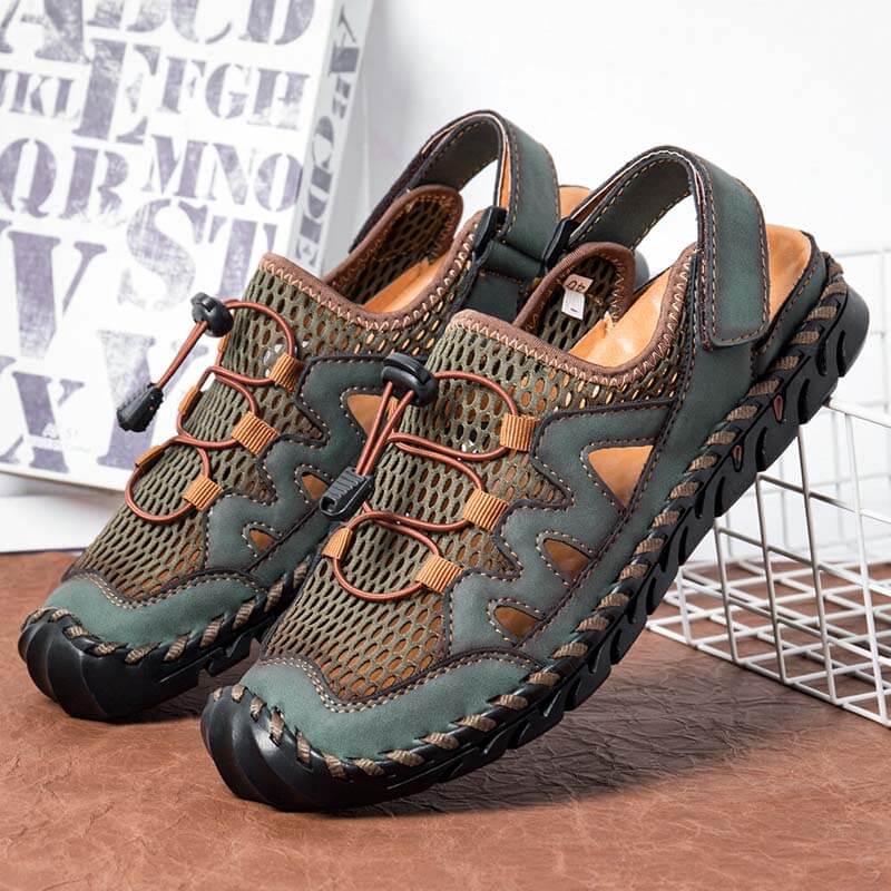 Herren Gummi Toe Cap Leder handgefertigte atmungsaktive Wassersandalen