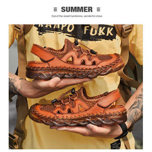Lade das Bild in den Galerie-Viewer, draussenfeet handgefertigte lederschuhe sandalen hausschuhe 31281 braun
