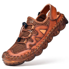 Lade das Bild in den Galerie-Viewer, draussenfeet handgefertigte lederschuhe sandalen hausschuhe 31281 braun

