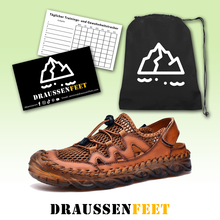Lade das Bild in den Galerie-Viewer, draussenfeet handgefertigte lederschuhe sandalen hausschuhe 31281 braun
