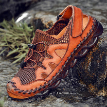 Lade das Bild in den Galerie-Viewer, draussenfeet handgefertigte lederschuhe sandalen hausschuhe 31281 braun
