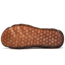 Lade das Bild in den Galerie-Viewer, draussenfeet handgefertigte lederschuhe sandalen hausschuhe 31281 braun
