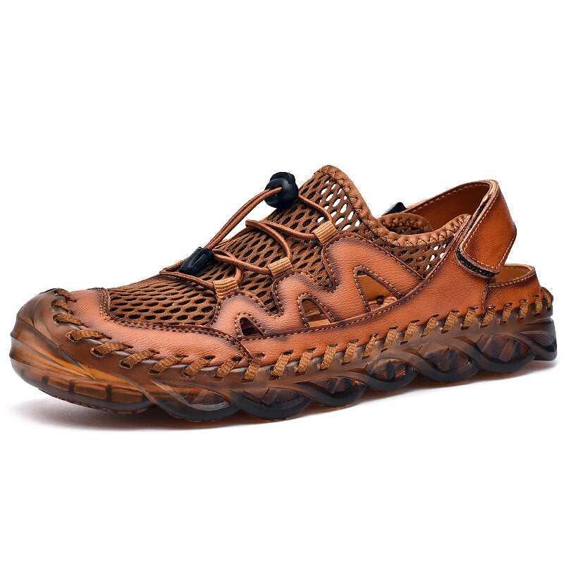 draussenfeet handgefertigte lederschuhe sandalen hausschuhe 31281 braun