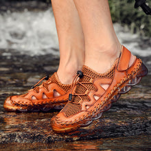 Lade das Bild in den Galerie-Viewer, draussenfeet handgefertigte lederschuhe sandalen hausschuhe 31281 braun
