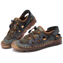 Lade das Bild in den Galerie-Viewer, draussenfeet handgefertigte lederschuhe sandalen hausschuhe 31281 grun
