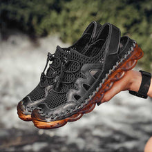 Lade das Bild in den Galerie-Viewer, draussenfeet handgefertigte lederschuhe sandalen hausschuhe 31281 schwarz

