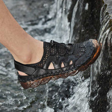 Lade das Bild in den Galerie-Viewer, draussenfeet handgefertigte lederschuhe sandalen hausschuhe 31281 schwarz
