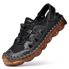 Lade das Bild in den Galerie-Viewer, draussenfeet handgefertigte lederschuhe sandalen hausschuhe 31281 schwarz
