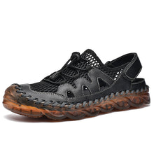 Lade das Bild in den Galerie-Viewer, draussenfeet handgefertigte lederschuhe sandalen hausschuhe 31281 schwarz
