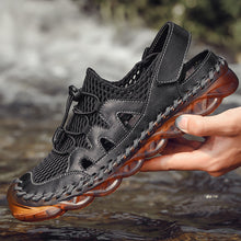 Lade das Bild in den Galerie-Viewer, draussenfeet handgefertigte lederschuhe sandalen hausschuhe 31281 schwarz
