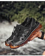 Lade das Bild in den Galerie-Viewer, draussenfeet handgefertigte lederschuhe sandalen hausschuhe 31281 schwarz
